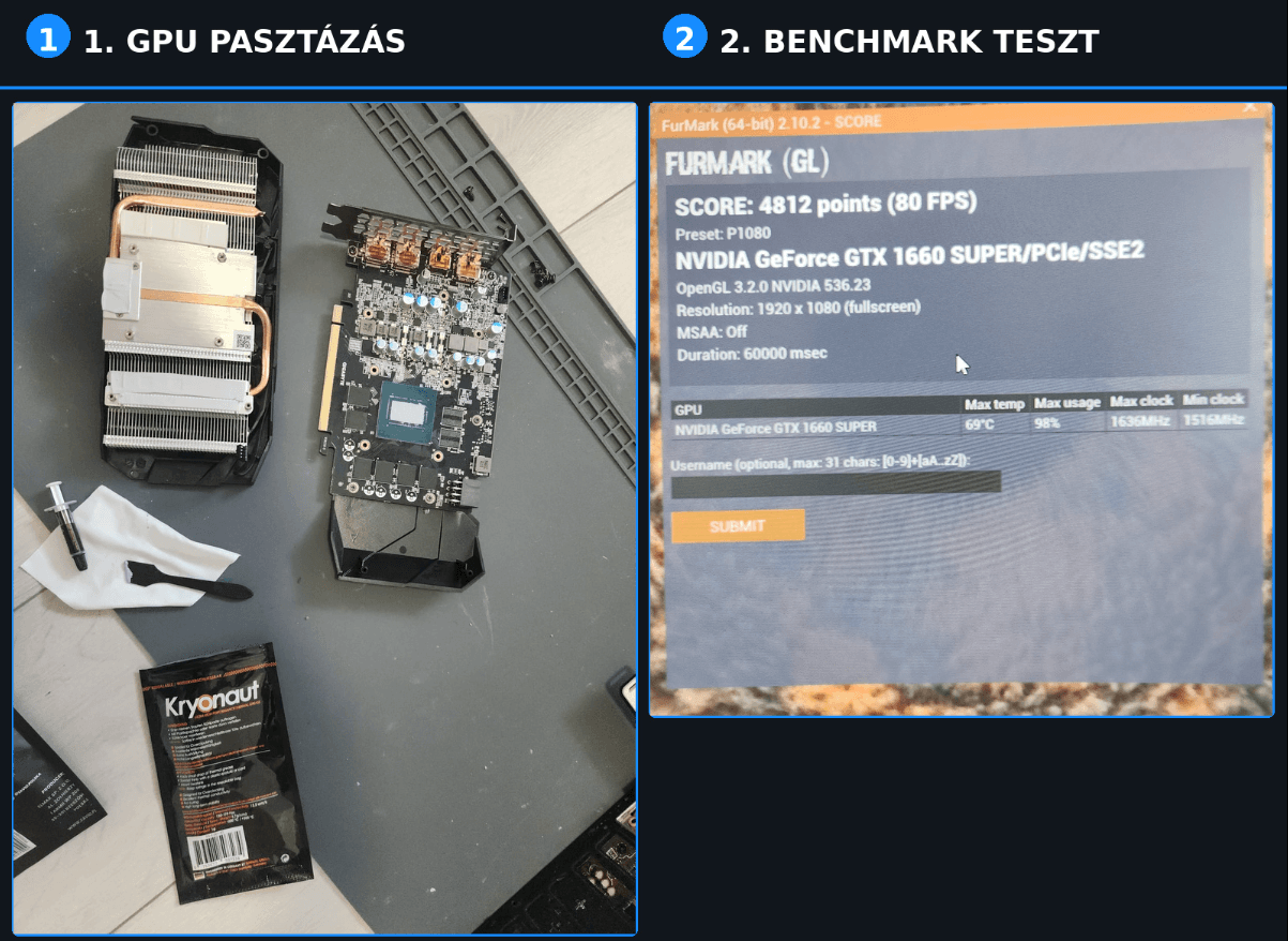 GPU pasztázás és benchmark mérés