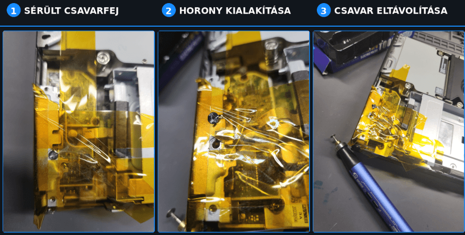 Sérült csavar eltávolítása laptop házból